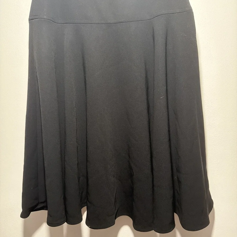 Calvin Klein Women's A-Line Flared Lux Midi Skirt Black Sz 2